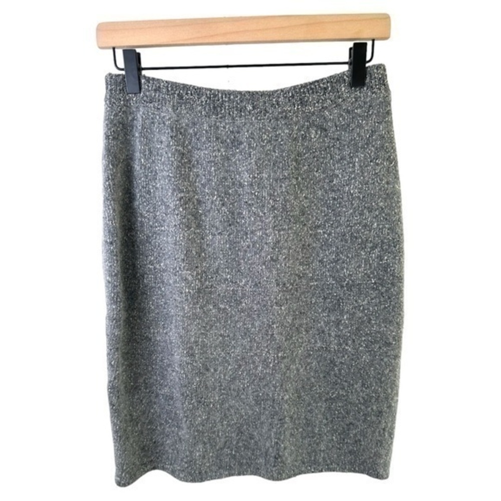 VTG Segue Skirt Womens M Silk Angora Wool Lambs Wool Knee Length Gray 80s Soft